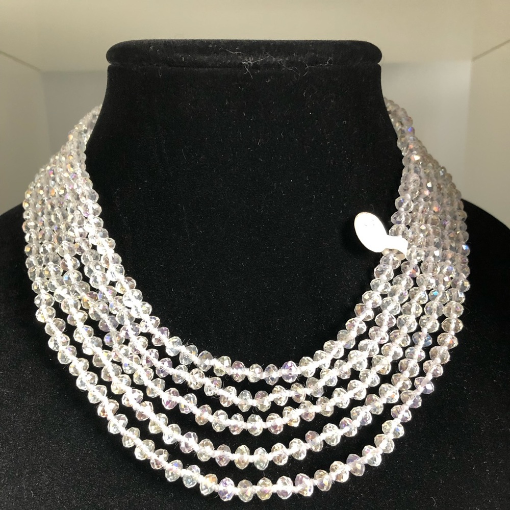 Crystal multi strand Necklace bridal or prom
